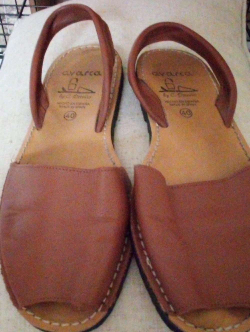 Avarca Brown Leather Slingback Sandals for Women made In Spain